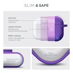 Силіконовий чохол для навушників Apple AirPods Pro 3, Hang Case, фіолетовий, ультратонкий захисний кейс товщиною 2 мм, захист від подряпин, пилу та ударів, компактний, з карабіном для кріплення, ArmorStandart (ARM88281) - мініатюра 3