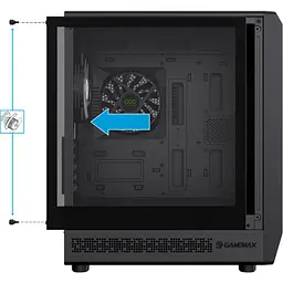 Корпус GameMax Forge COC, Black, без БП, Midi Tower, Micro ATX / Mini ITX, Type-C / USB 3.0 / USB 2.0, макс. CPU - 155 мм / VGA - 330 мм, 4x120 мм ARGB, 1xCOC Turbo Fan, бічна панель із загартованого скла - мініатюра 4