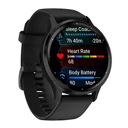 Смарт-годинник Garmin Venu 3 з сланцевим сталевим безелем та силіконовим чорним ремінцем