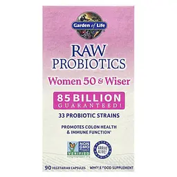 Пробіотики та пребіотики RAW Probiotics, Women 50 & Wiser 90 вегетаріанських капсул Garden of Life vit0005079