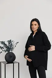 Сорочка вельветова для вагітних і годуючих мам Varna L-XL Lullababe розмір Чорний - мініатюра 2