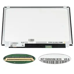 Матриця 15.6 NT156WHM-N10 1366х768, 40pin, LED, SLIM вертикальні вушки, глянець, роз'єм праворуч знизу для ноутбука