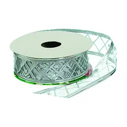 Стрічка на ялинку Jumi 2,5 см x 4,5 м, поліестер, срібна кайма (5900410379879)