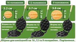 Форма для випікання великих горішків на плиті на 9 крупних комірок з антипригарним тефлоновим покриттям, ХЕАЗ 81761 - мініатюра 8