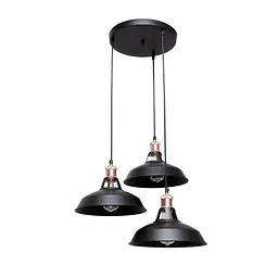 Светильник підвісний Levistella 7526857F2-3 BK (300), E27, 60W, чорний метал, лофт стиль