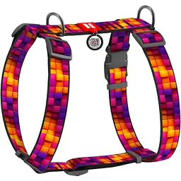Шлея для собак Waudog Nylon Куби 3Д анатомічна H-подібна з QR паспортом XL 55-95 см