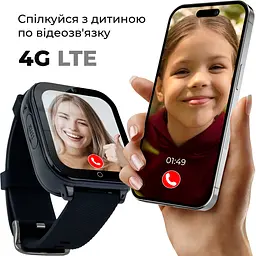 Смарт-годинник JETIX DF100 Pro з 4G відеодзвінком, вібродзвінком і вологозахистом IP67 — White Чорний - мініатюра 2