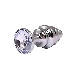 Анальна пробка Fantasy Silver Ribbed Butt Plug M 8 см (білий) - мініатюра 2