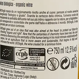 Вино Biologic Trebbiano d'Abruzzo, біле, сухе, Bio organic, 12,5%, 0,75 л - мініатюра 3