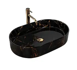 Умивальник Rea Nadia 61x38,5 black marble shiny (REA-U0539), Глянцева