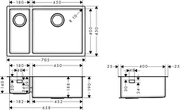 Кухонна мийка Hansgrohe S71 S719-U655 сталь stainless steel 43429800 - мініатюра 2