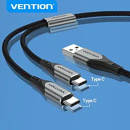 Кабель USB 2.0 AM - 2хType-CM, 1.0 м Y-Splitter Charging Cable 2.4А 480Mbps Aluminum Alloy Vention - миниатюра 9