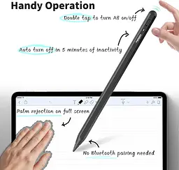 Стилус Metapen Pencil A8 Midnight Black, Precise & Smooth сумісний з Apple iPad 10th/9th~6, iPad Air 5/4/3, Stylus Pen для iPad - мініатюра 3