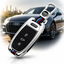 Чохол ключа №1 Audi сріблястий із декоративними смужками карабін 148 × 43 × 70 мм (метал)