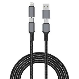Дата кабель WIWU C085 Raptor Pro 4in1 Type-C to USB/Type-C to Lightning 240W 1.2 м Black