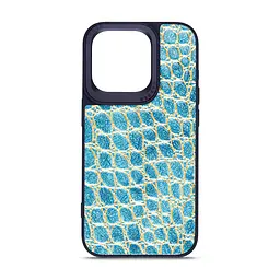Кожаный чехол для Apple iPhone 14 Pro, Harder Crocosaur, синий, термополиуретан ТПУ + экокожа с текстурой крокодила, панель, защита корпуса, противоударный, микрофибра, рамка вокруг камеры, защита всего корпуса, (ARM76724)