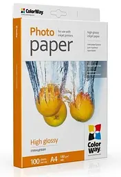 Фотобумага, глянцевая, A4, 180 г/м² ColorWay teh0033190