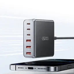 Зарядний пристрій Essager 3xUSB-C + 3xUSB-A 85W GaN black (EZC85W-SXB0G-Z) - мініатюра 6