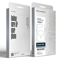 Чехол Apple iPhone 16e/17e, Clear MagCase, прозрачный, противоударный, магнитный, панель-накладка с поддержкой MagSafe, поддержка беспроводной зарядки MagSafe, защита всего корпуса, TPU+PC, ArmorStandart (ARM83849) - мініатюра 5