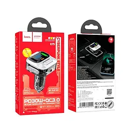 Адаптер ФМ трансмітер для авто HOCO Bravery car BT FM transmitter E75 3 порти 30 вт прозорий - мініатюра 3