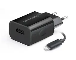 Зарядний пристрій Real-el CH-217 2USB 2.1A Black та кабель Lightning - мініатюра 2