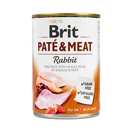 Вологий корм для собак Brit Pate & Meat Rabbit 0,4 кг (курка та кролик)