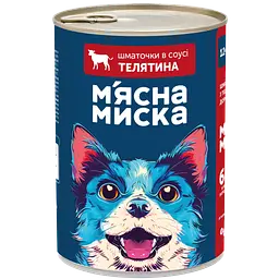 Набір вологого корму для дорослих собак М'ясна Миска шматочки в соусі з телятиною 6 шт x 1.24 кг - мініатюра 2