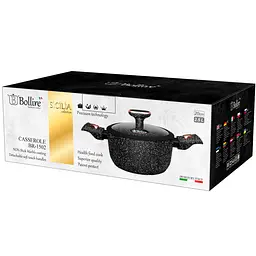 Каструля Bollire Sicilia, з кришкою, чорна, 20 см, 2,5 л (BR-1502) - мініатюра 3