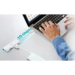 Концентратор D-Link USB-C 10-in-1 2xHDMI + 1xRJ45 1000Mbps + 2xUSB-C + USB 3.1 + USB 3.0 + SD + TF silver (DUP-A01) - мініатюра 2