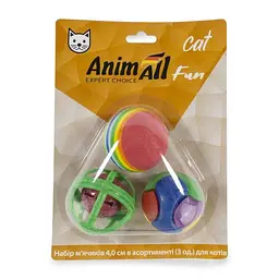 Набір м'ячиків AnimAll Fun Cat в асортименті для котів 3 шт