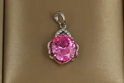 Кулон Xuping Jewelry Сицілія з рожевим каменем 1,9 см сріблястий