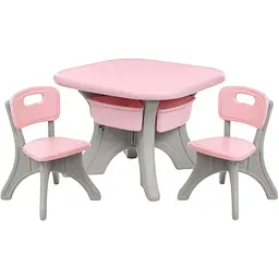 Дитячий столик з двома стільцями Bambi NEW TABLE-8 сіро-рожевий