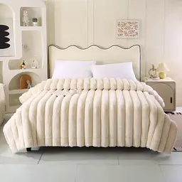 Плед Dushka Home Шиншилла в полоску 21773 200х230 см молочный