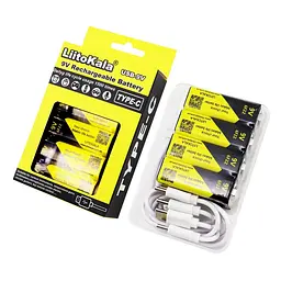Набір акумуляторів з 4 шт LiitoKala Lii-USB-9V + USB Type-C кабель зарядки - мініатюра 2