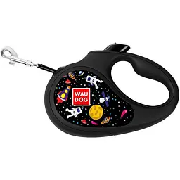 Повідець-рулетка для собак Waudog R-leash Nasa, світловідбиваючий, S, до 15 кг, 5 м, чорний - мініатюра 2