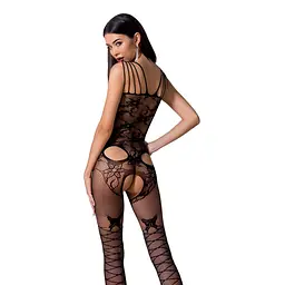 Ажурний бодістокінг з інтимними вирізами Passion BS076 black - мініатюра 2