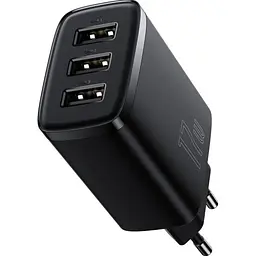 Сетевое зарядне пристрій Baseus Compact Charger 3-USB 17W EU чорний CCXJ020101 - мініатюра 5