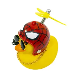Качка в шоломі на кермо авто Шолом SpiderMan жовта качка з окулярами в торпеду Red Broken Duck - мініатюра 5