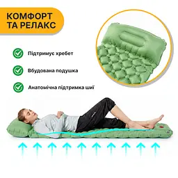 Надувний похідний килимок матрац LEOBRO Air Mat 190 x 60 см Green (LB-1095) - мініатюра 5
