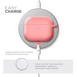 Силіконовий чохол для навушників Apple AirPods 3, Hang Case, рожевий, ультратонкий захисний кейс товщиною 2 мм, захист від подряпин, пилу та ударів, компактний, з карабіном для кріплення, ArmorStandart (ARM60320) - мініатюра 7