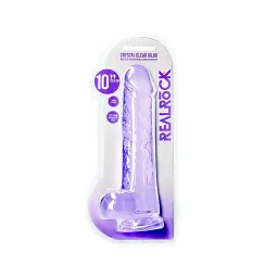 Фалоімітатор RealRock Crystal Clear 10" 25.4 см (фіолетовий) - мініатюра 7