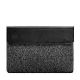 Чохол-конверт BlankNote із клапаном шкіра+фетр для MacBook 14" Чорний Crazy Horse - мініатюра 6