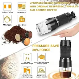 Портативна кавоварка Biolomix Espresso Machine HS-8439 для капсул і меленої кави чорна - мініатюра 3