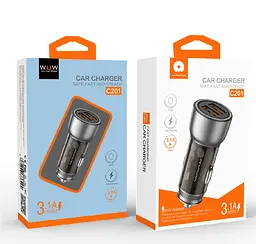 Автомобільне зарядне пристрій WUW-C201 2USB 3.1A чорний - мініатюра 2