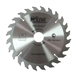 Диск пиляльний Werk по дереву - 190х30 24 зуб. (36106)