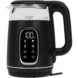 Електрочайник Adler AD 1305 black silver 1850-2200 Вт 1.7 л скло встановлення температури
