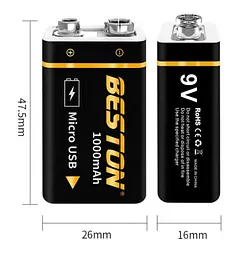 Акумулятор Beston USB крона 9v Li-ion 1000mAh - мініатюра 3