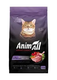 Повнораціонний сухий корм AnimAll (ЕнімАлл) для котів зі свіжою індичкою та качкою, 12 кг