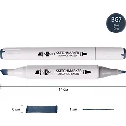 Набір спиртових маркерів Santi Professional SA-BG7 синьо-сірий 6 шт. (390836) - мініатюра 2