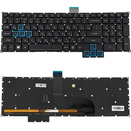 Клавіатура для ноутбука ACER (Predator PH517-52) rus чорний без кадру підсвічування клавіш (RGB)